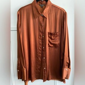 Massimo Dutti Satin-effect Brown Shirt